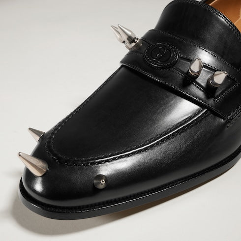 Men's studded loafer - black leather