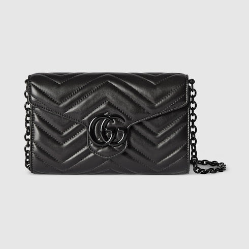 GG Marmont wallet on chain - black leather