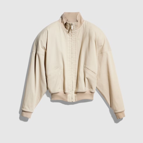 Silk poplin zip jacket - light beige