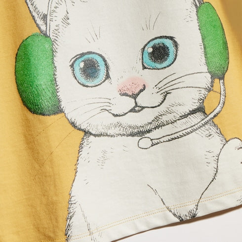 Children's cotton T-shirt with print - pale yellow