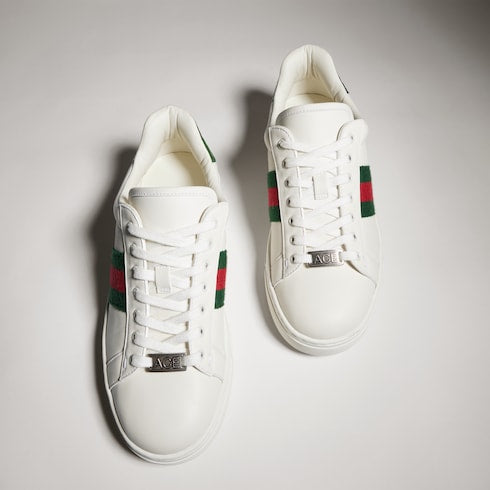 Women's Gucci Ace sneaker with Web - white leather