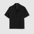 GG silk jacquard bowling shirt - black