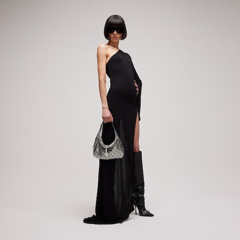 Jackie Slim metallic evening bag - silver and black GG mesh