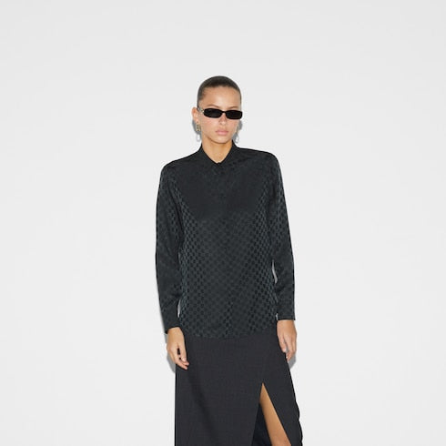 GG crêpe silk shirt - black