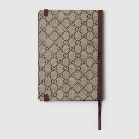 Large GG notebook with Double G - beige and ebony GG Supreme