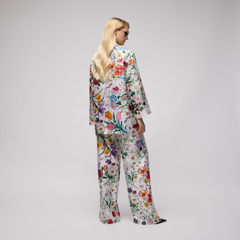 Printed silk twill pants - multicolor