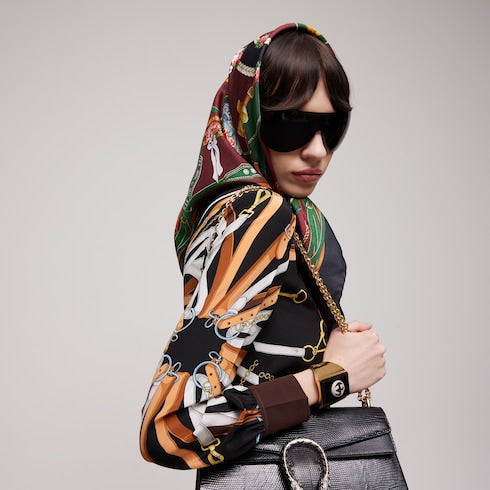 "Salon Privé" printed silk carré - multicolor
