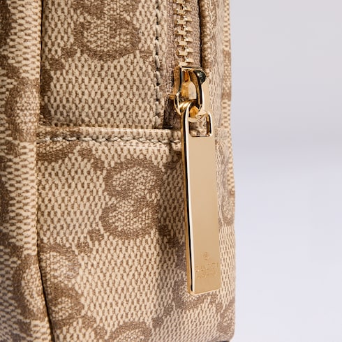 Medium cosmetic case with Web - sand and brown GG canvas