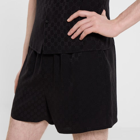 GG silk jacquard shorts - black