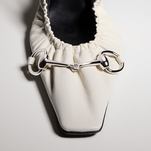 Women's Vittoria slingback pump with elastic - white soft nappa leather