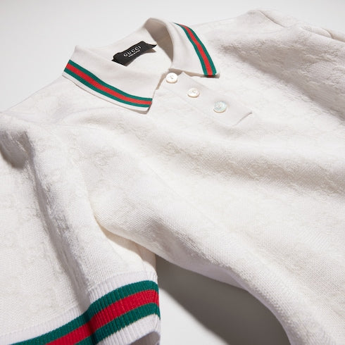 GG extra fine cotton jacquard polo shirt - ivory