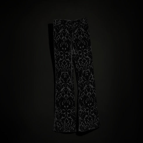 Floral devoré velour pants - black