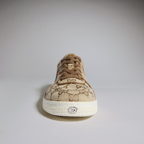 Women's Stretch low-top sneaker - sand and brown GG canvas