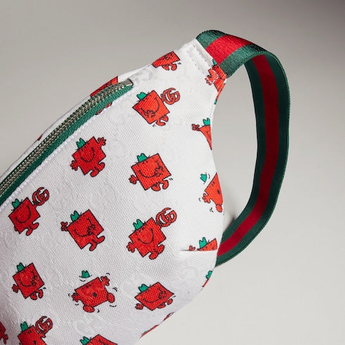 Children's printed GG belt bag - white GG canvas