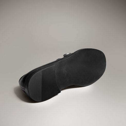 Men's loafer with Double G - black brushed leather