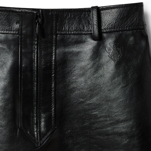 Leather mini skirt - black