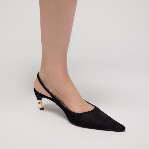 Women's Castello slingback - black calf hair