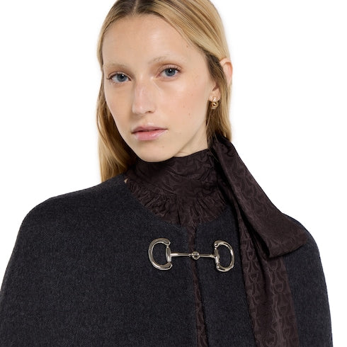 Silk wool cape with Horsebit - dark grey