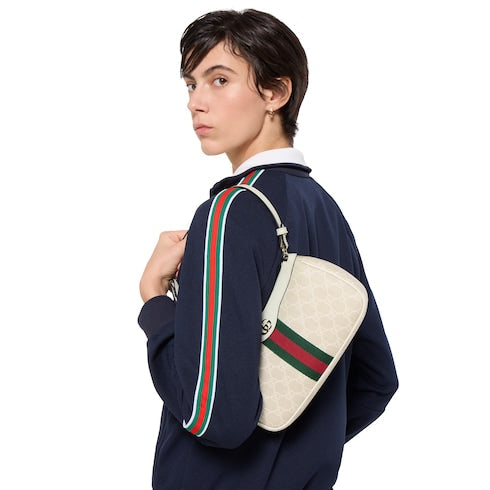 Ophidia small shoulder bag - beige and white GG fabric