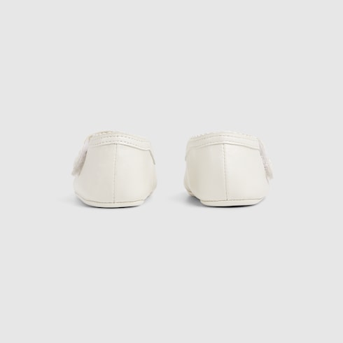 Baby ballet flats with Double G - off white leather