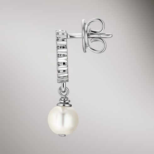 Crystal and pearl earrings - palladium-toned brass