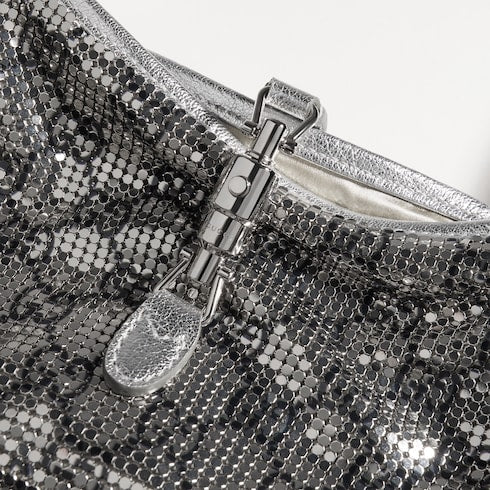 Jackie Slim metallic evening bag - silver and black GG mesh