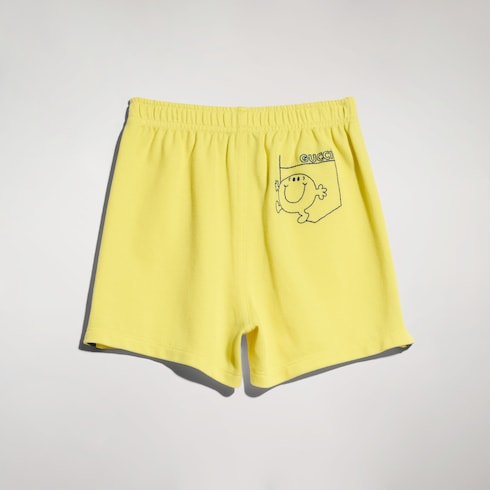 Baby cotton shorts with embroidery - yellow