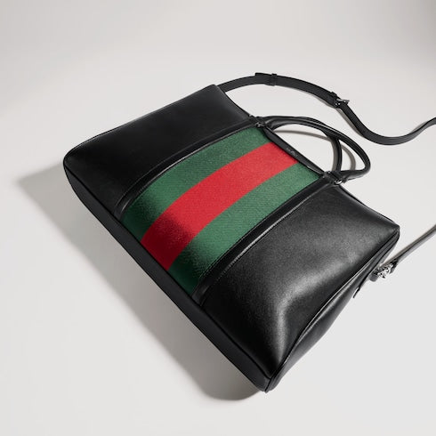 Mega Web Trademark medium briefcase - black leather