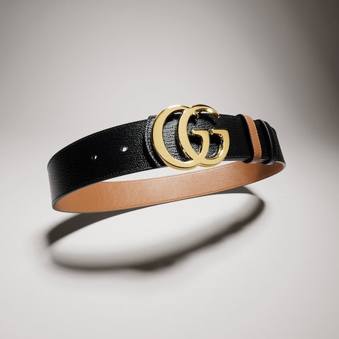 Reversible GG Marmont belt - black and beige leather