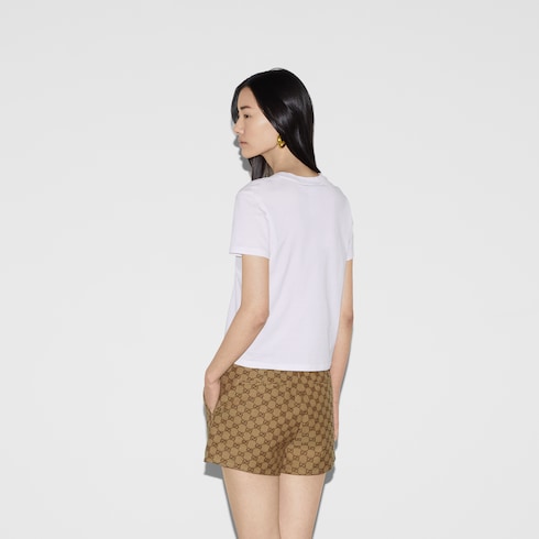 Printed cotton jersey T-shirt - white