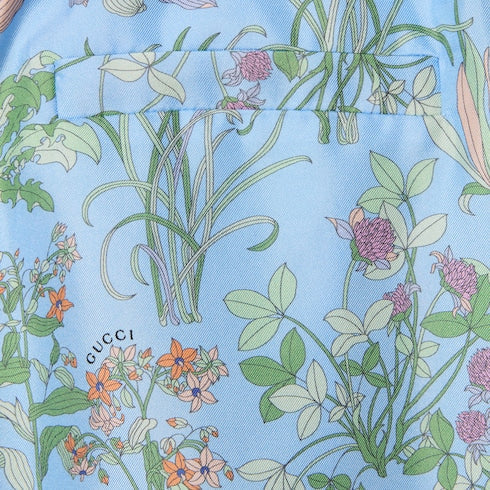 Printed silk twill shorts - blue