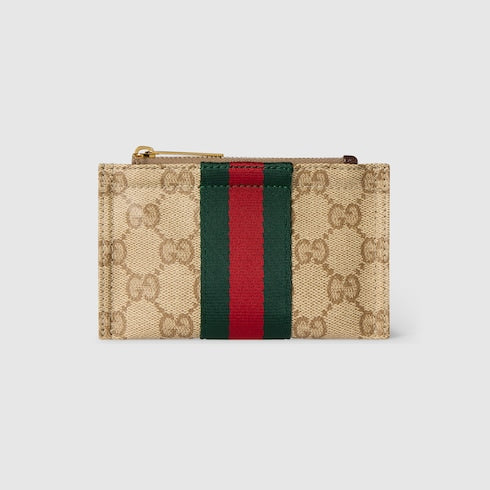 Mini pouch with Web - sand and brown GG canvas