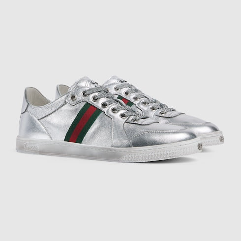 Women's Stretch low-top sneaker - metallic silver leather