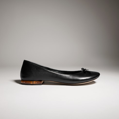 Women's ballerina with bamboo - black soft leather