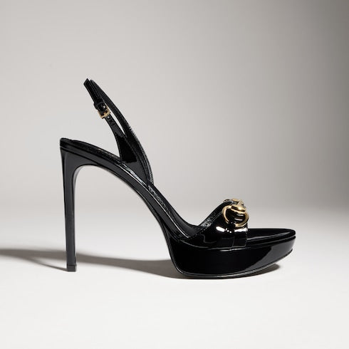 Women's Donna platform sandal - black patent leather