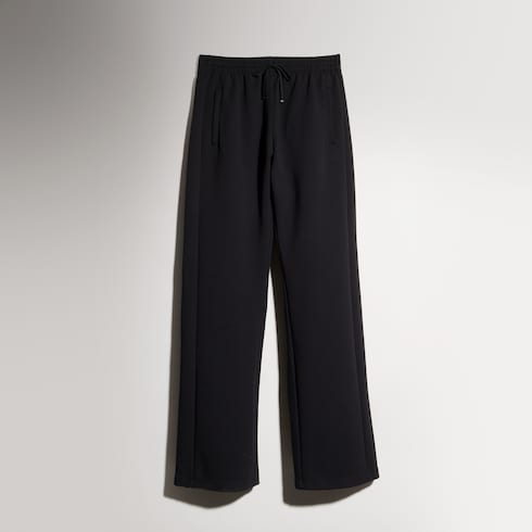 Stretch cotton jersey sportswear pants - black