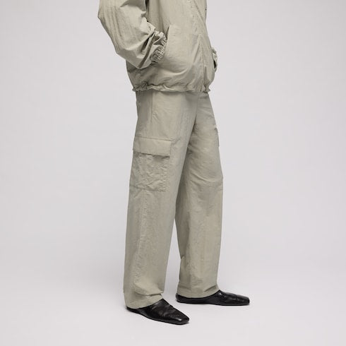 Froissé nylon faille cargo pants - beige