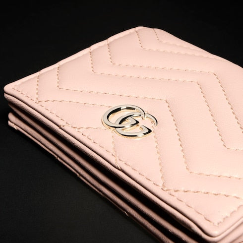 GG Marmont card case wallet - pink beige leather