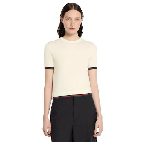 Extra fine cashmere silk top - white