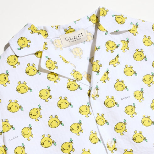 Children's cotton shirt with print - white