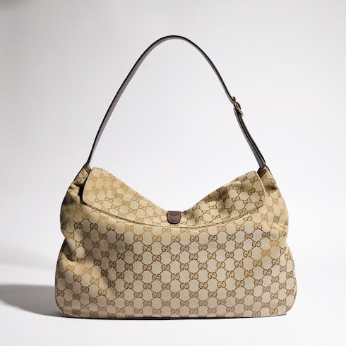 Jackie Flap large crossbody bag - sand and brown GG canvas