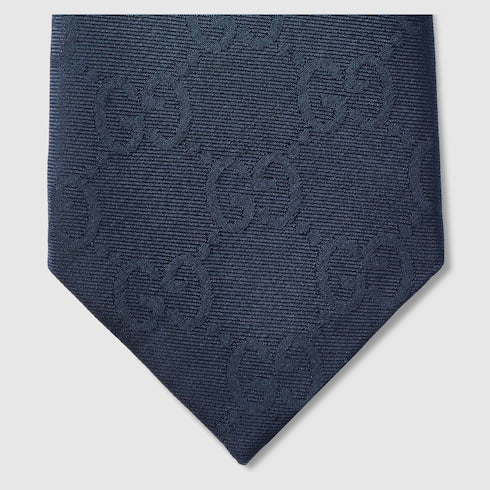 GG silk cotton tie - blue