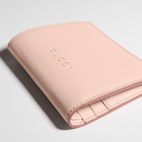 Small wallet with Gucci lettering - light pink leather