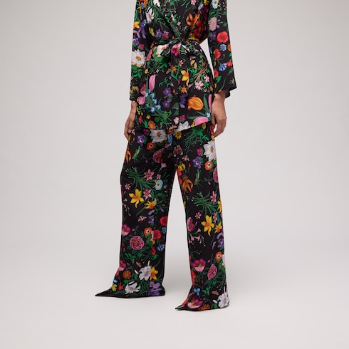 Printed silk leisure pants - multicolor