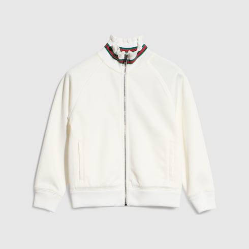 Children's jersey zip jacket with Web - white