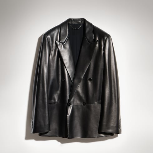 Soft nappa double-breasted jacket - black