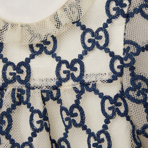 Baby GG nylon dress - navy and off white