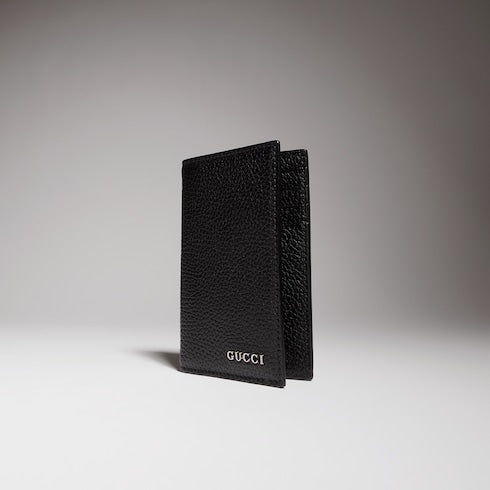 Long card case with Gucci logo - black leather