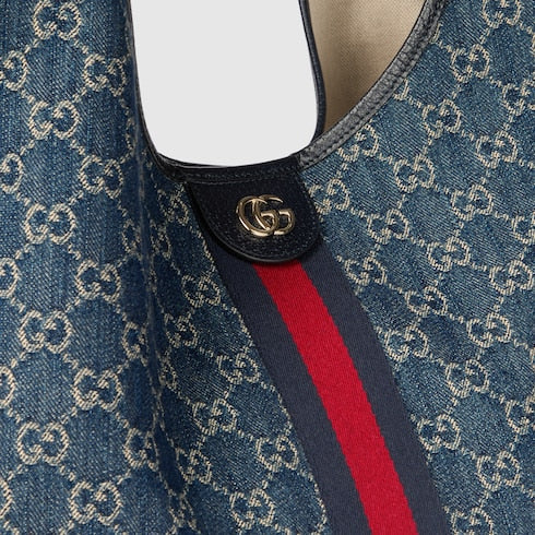 Gucci Giglio large tote bag - blue and white GG denim