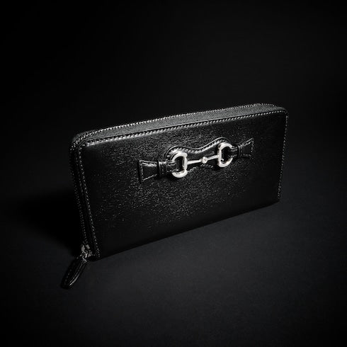 Zip around wallet with Horsebit - black leather
